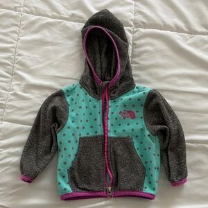 The North Face Kids' Teal and Gray fleece Hoodie
